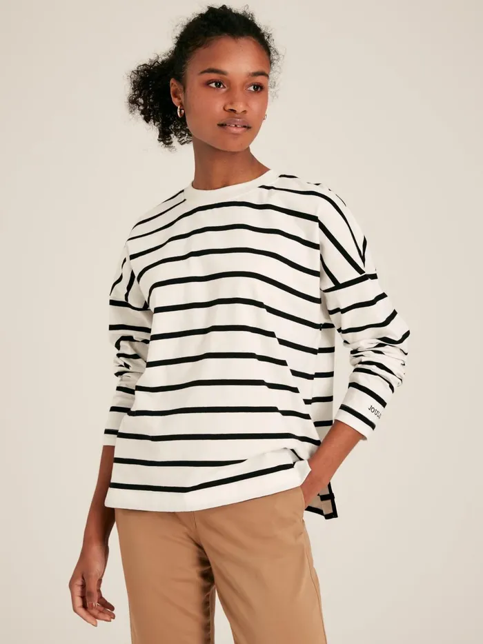 Joules Tops Women BlackCream Long Sleeve Dropped Shoulder Top