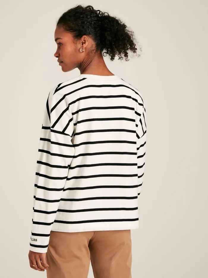 Joules Tops Women BlackCream Long Sleeve Dropped Shoulder Top