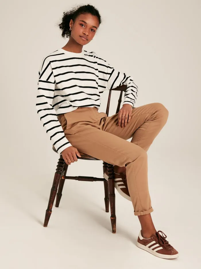 Joules Tops Women BlackCream Long Sleeve Dropped Shoulder Top