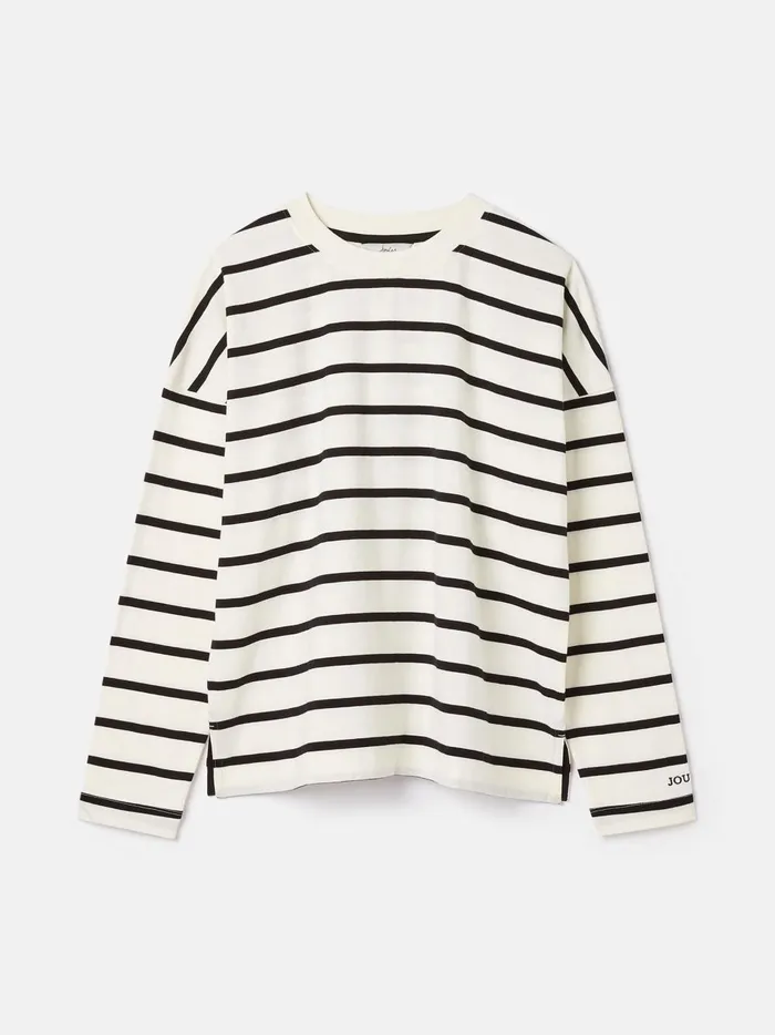 Joules Tops Women BlackCream Long Sleeve Dropped Shoulder Top
