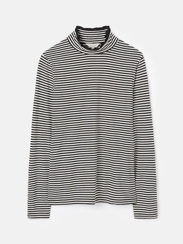 Joules Tops Women BlackCream Long Sleeve High Neck Jersey Top