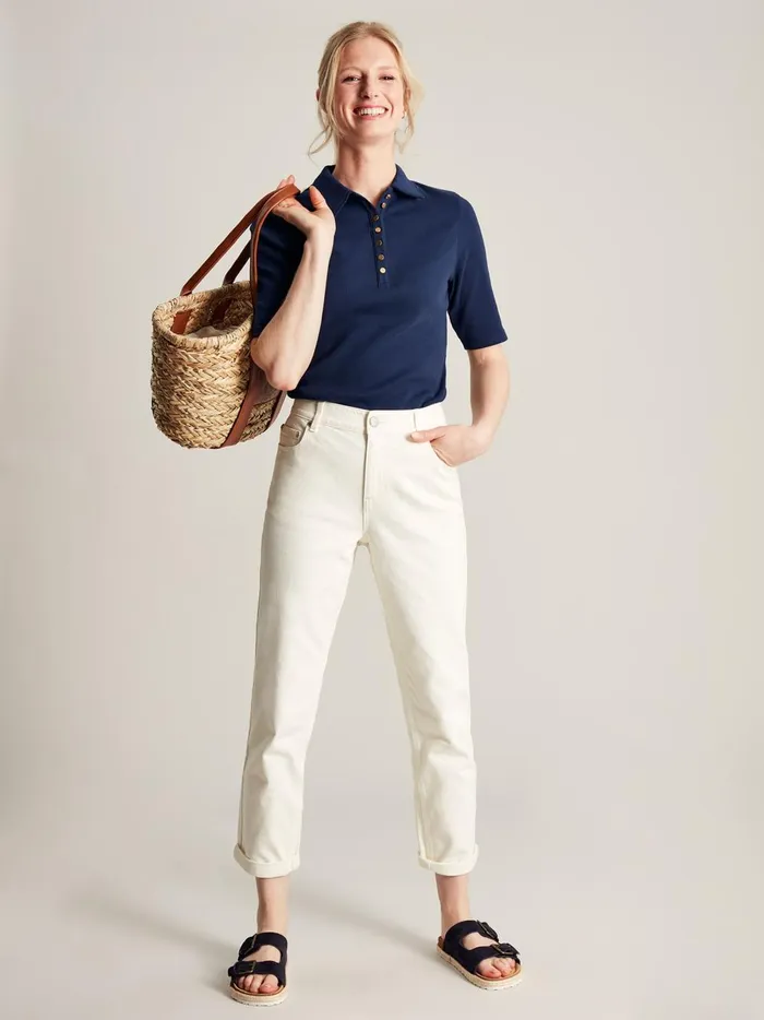 Joules Tops Women Blue Harriett Ribbed Henley Top