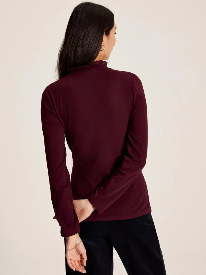 Joules Tops Women Burgundy Red Roll Neck Top