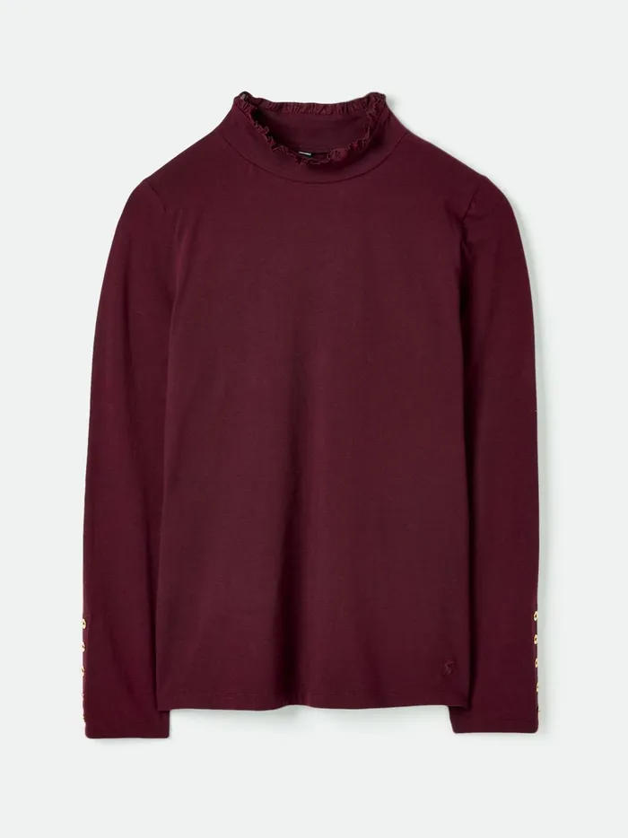 Joules Tops Women Burgundy Red Roll Neck Top