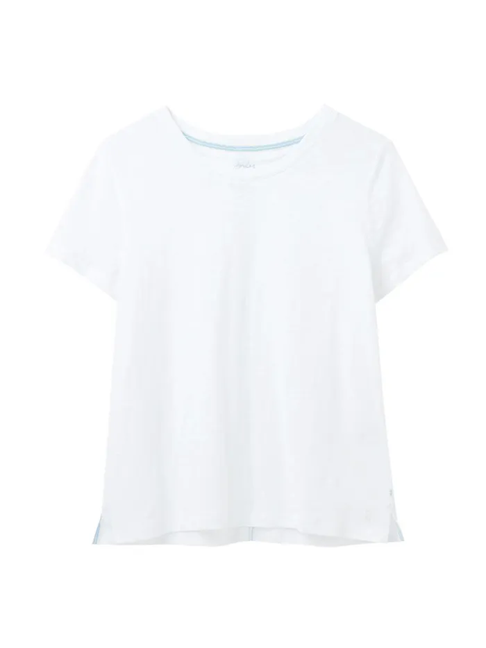 Joules Tops Women Carley White Solid Classic Crew TShirt