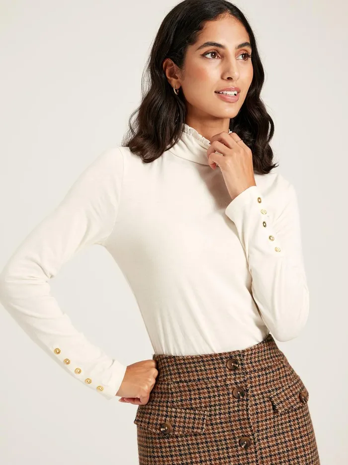 Joules Tops Women Cream Long Sleeve High Neck Jersey Top