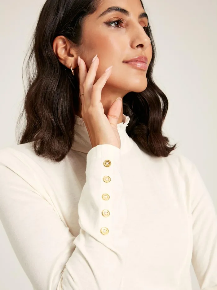 Joules Tops Women Cream Long Sleeve High Neck Jersey Top