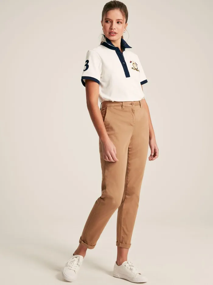 Joules Tops Women Cream Short Sleeve Cotton Polo Shirt