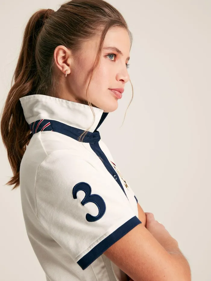Joules Tops Women Cream Short Sleeve Cotton Polo Shirt