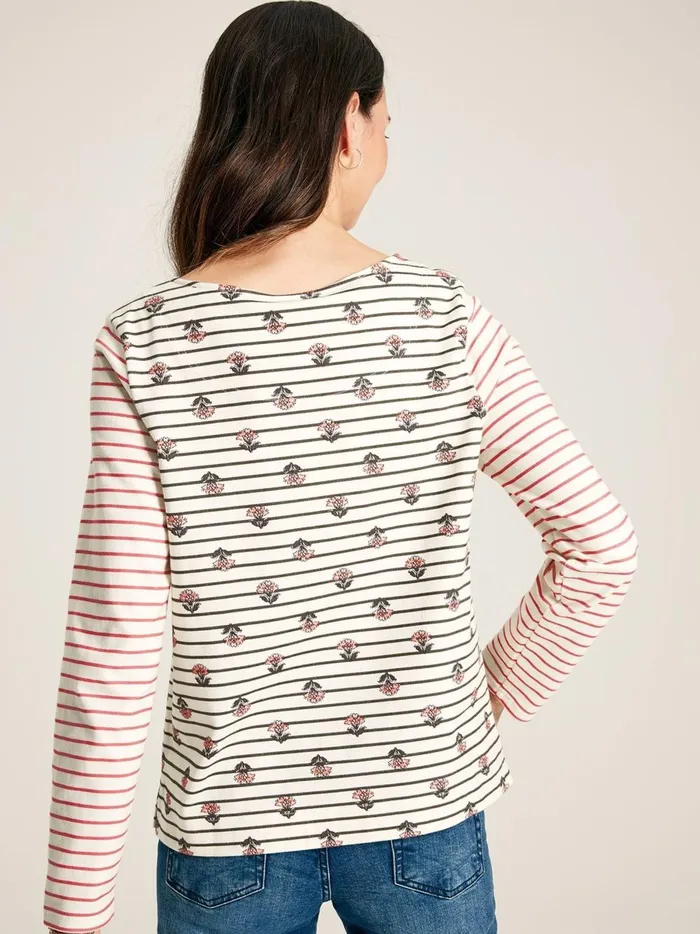 Joules Tops Women Creme Floral Long Sleeve Breton Top