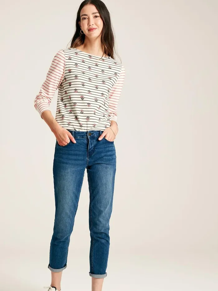 Joules Tops Women Creme Floral Long Sleeve Breton Top