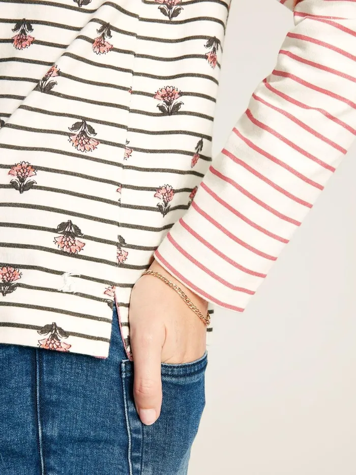 Joules Tops Women Creme Floral Long Sleeve Breton Top