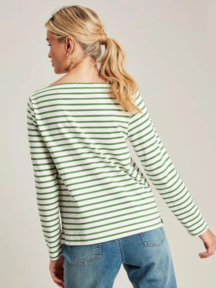 Joules Tops Women Green Striped Long Sleeve Breton Top