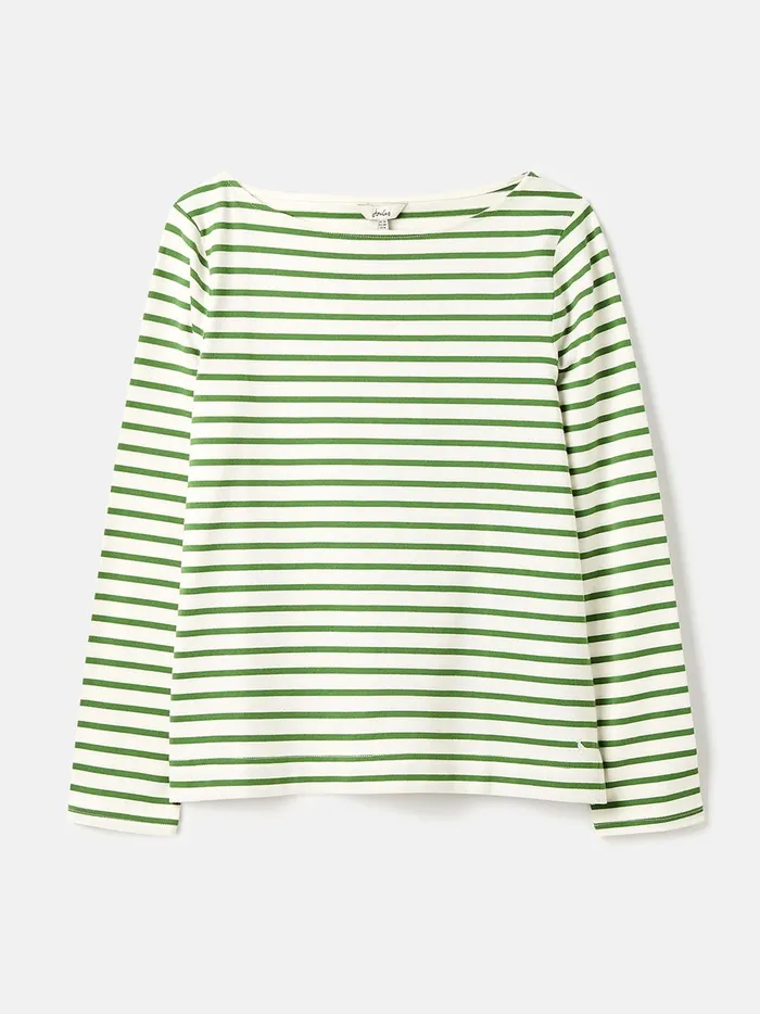 Joules Tops Women Green Striped Long Sleeve Breton Top