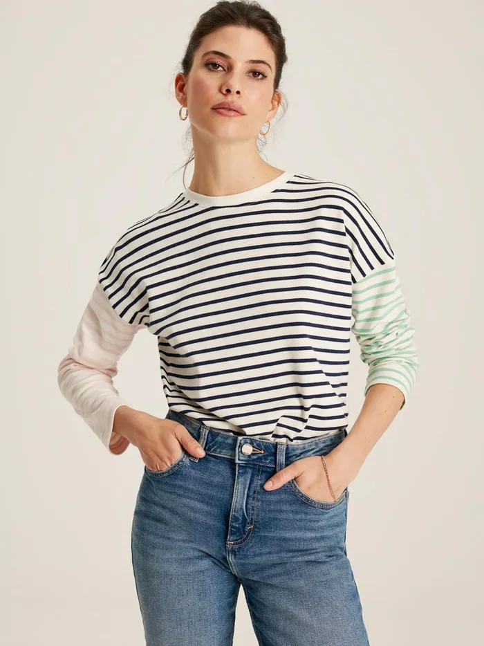 Joules Tops Women Navy Blue Drop Shoulder Long Sleeve Top