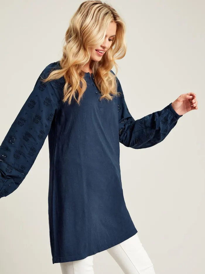 Joules Tops Women Navy BroderieJersey Tunic