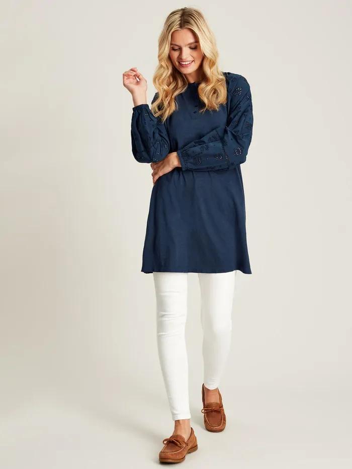 Joules Tops Women Navy BroderieJersey Tunic