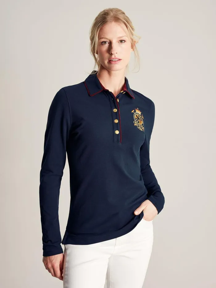 Joules Tops Women Navy Long Sleeve Polo Shirt