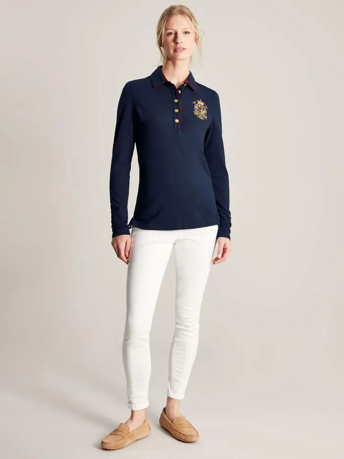 Joules Tops Women Navy Long Sleeve Polo Shirt