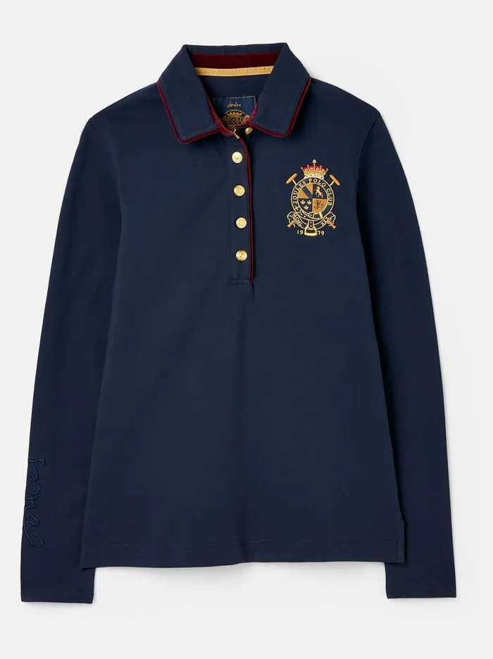 Joules Tops Women Navy Long Sleeve Polo Shirt