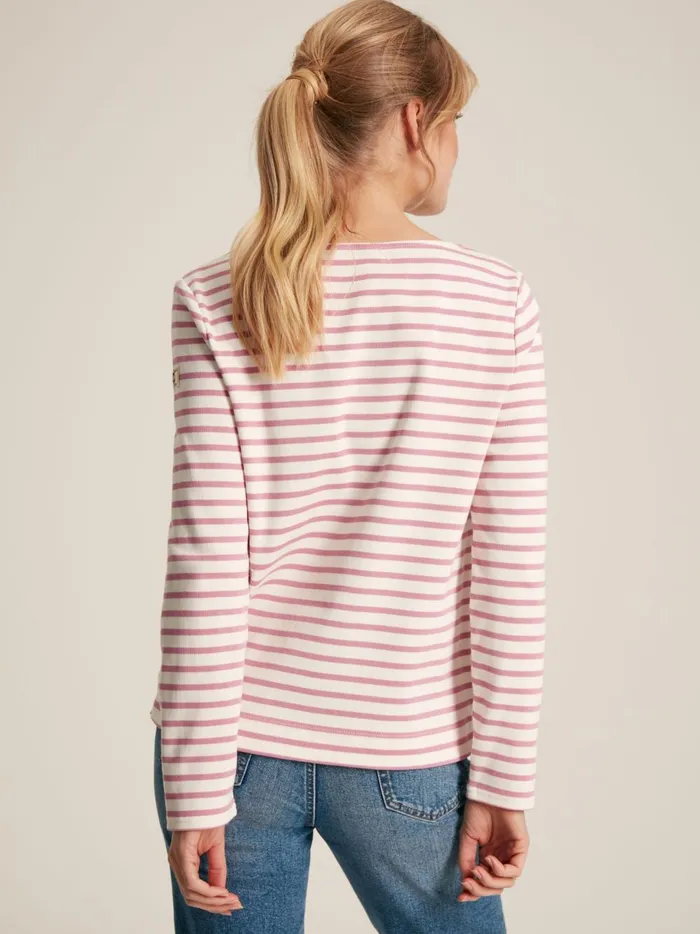 Joules Tops Women PinkCream Striped Boat Neck Breton Top