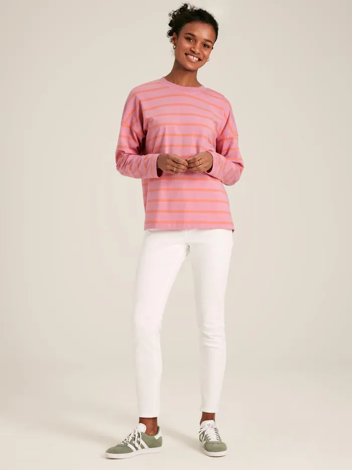 Joules Tops Women Pink Long Sleeve Dropped Shoulder Top