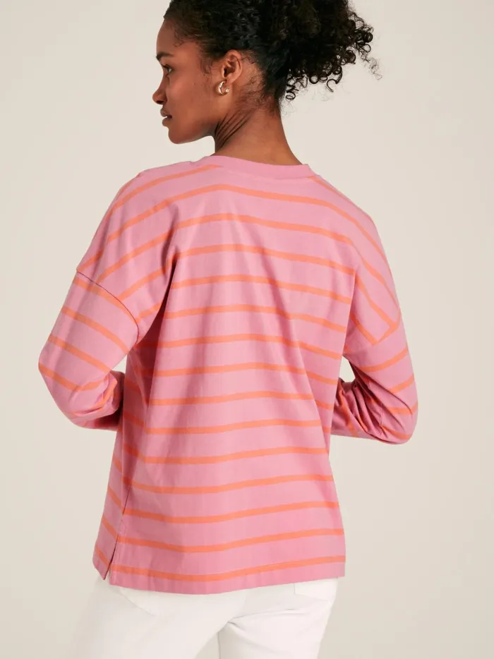 Joules Tops Women Pink Long Sleeve Dropped Shoulder Top
