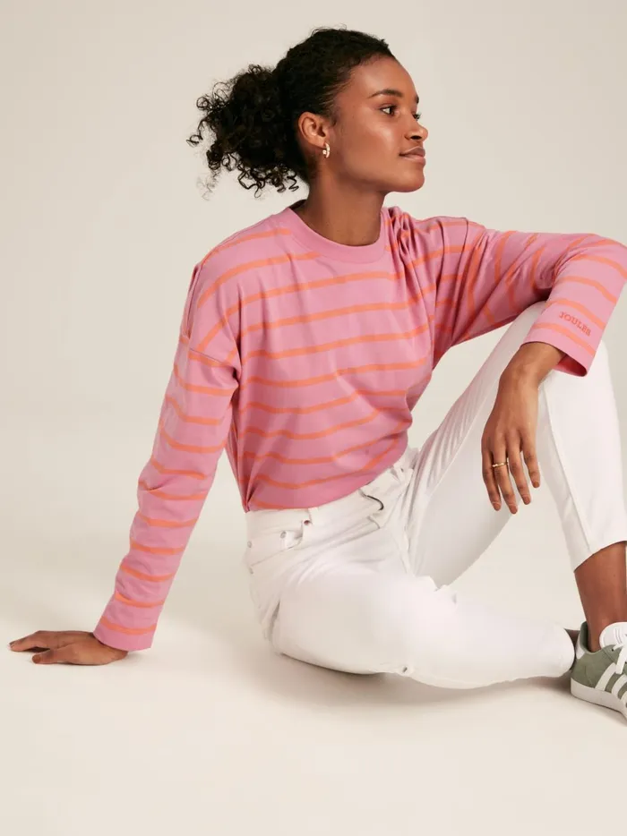 Joules Tops Women Pink Long Sleeve Dropped Shoulder Top
