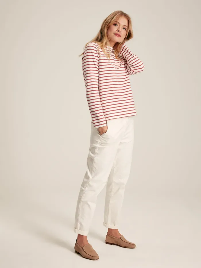 Joules Tops Women Pink Striped Long Sleeve Breton Top