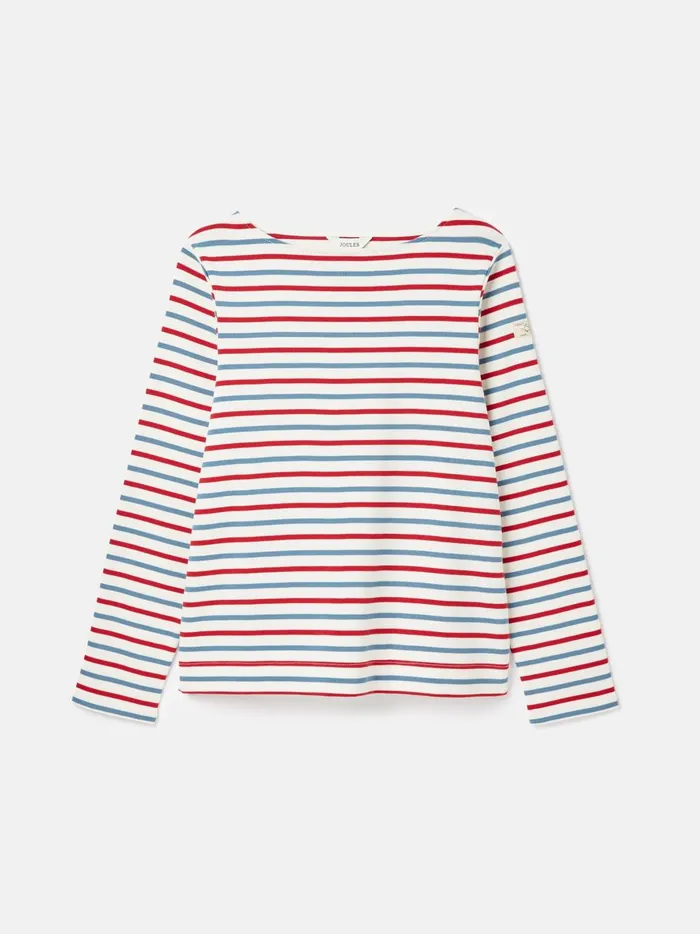 Joules Tops Women Red Blue Stripe Boat Neck Breton Top