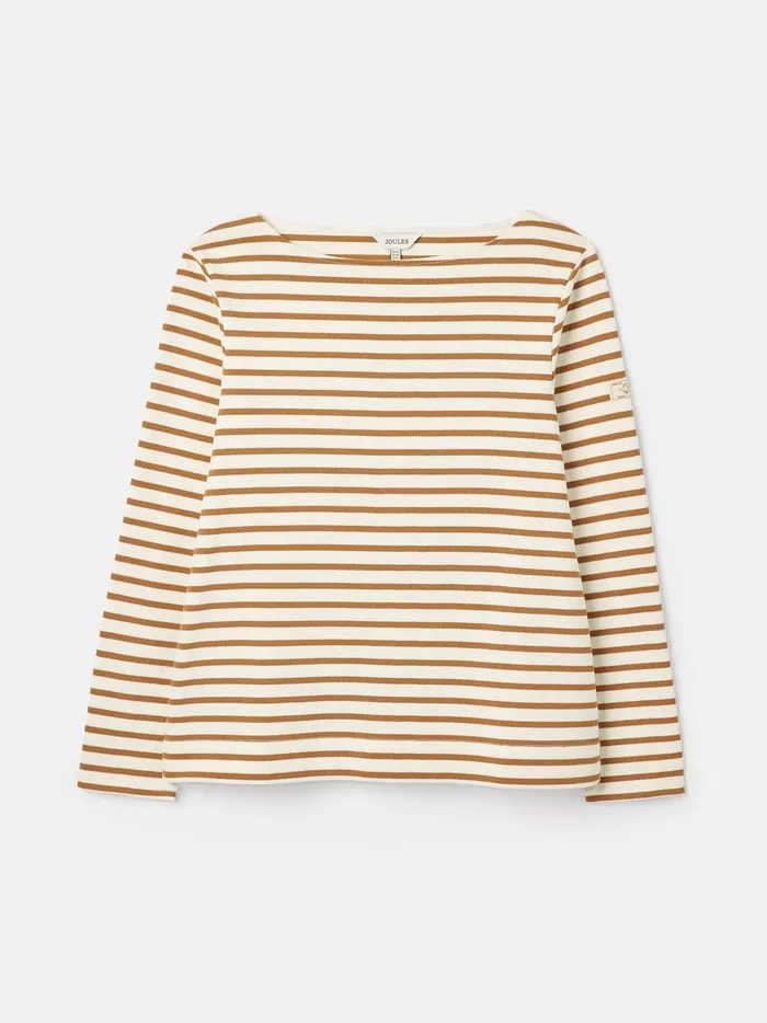 Joules Tops Women Tan Stripe Boat Neck Breton Top