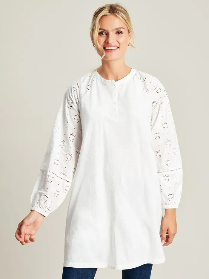 Joules Tops Women White BroderieJersey Tunic