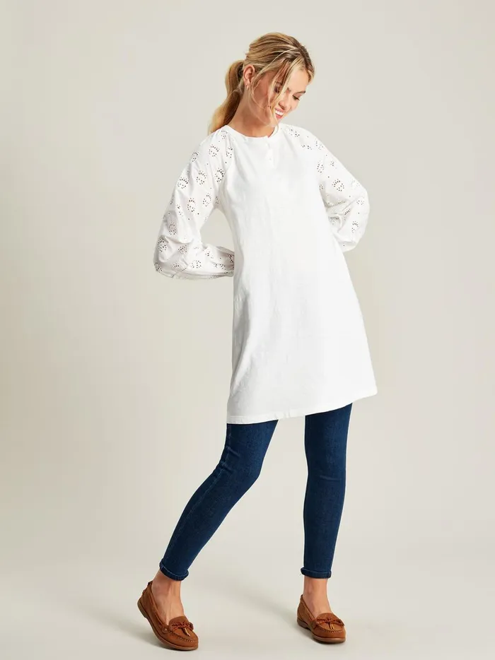 Joules Tops Women White BroderieJersey Tunic