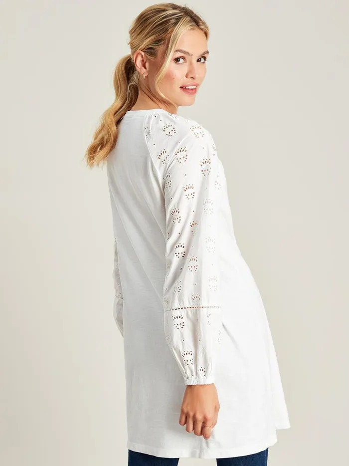 Joules Tops Women White BroderieJersey Tunic