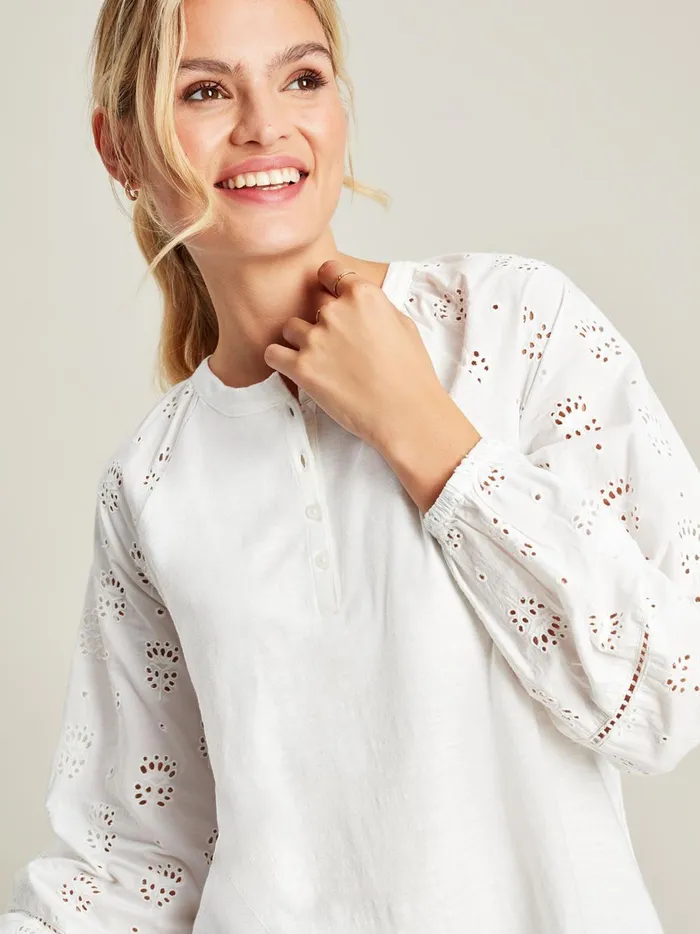 Joules Tops Women White BroderieJersey Tunic