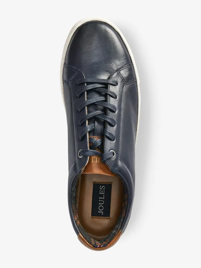 Joules Trainers Men Navy Blue Leather Trainers