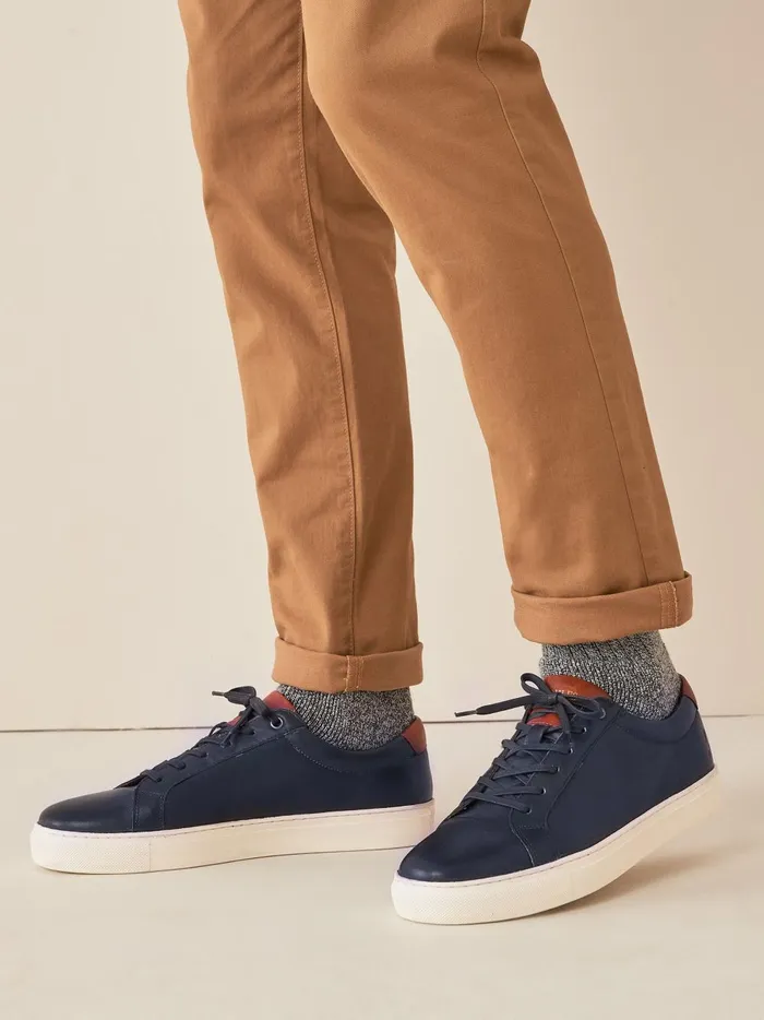 Joules Trainers Men Navy Blue Leather Trainers