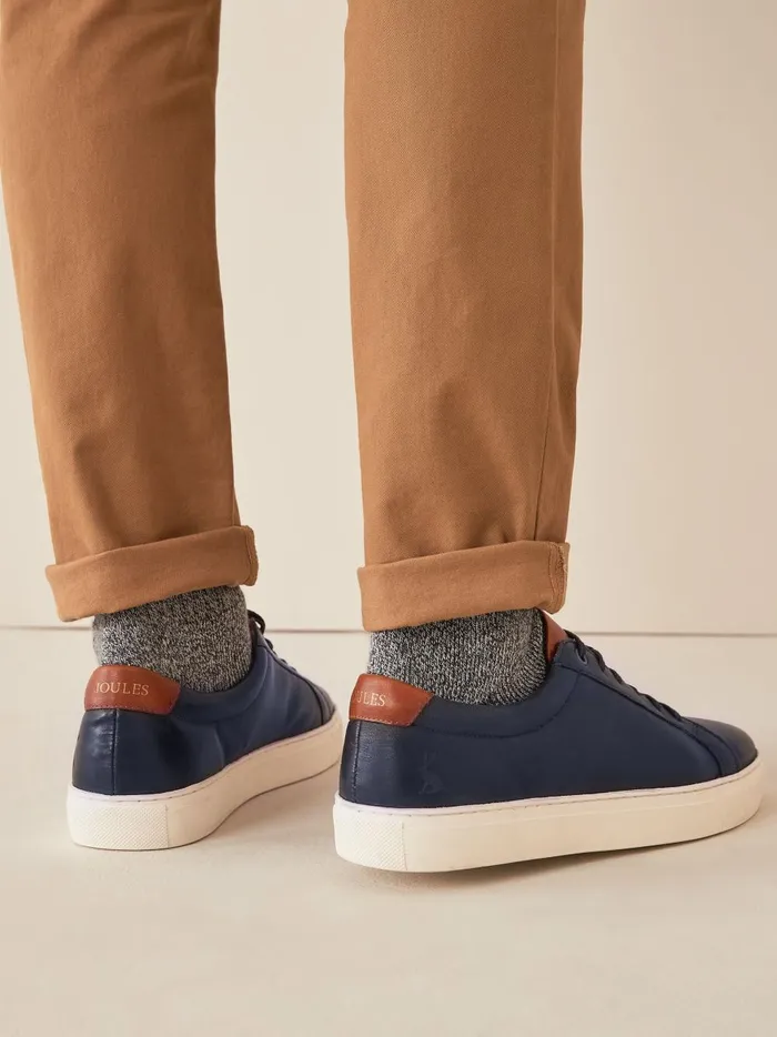 Joules Trainers Men Navy Blue Leather Trainers