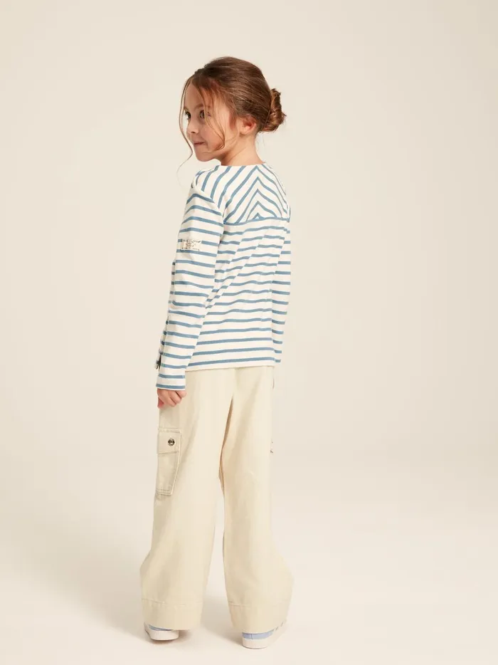 Joules Trousers and Leggings Girls Beige Cargo Wide Leg Trousers