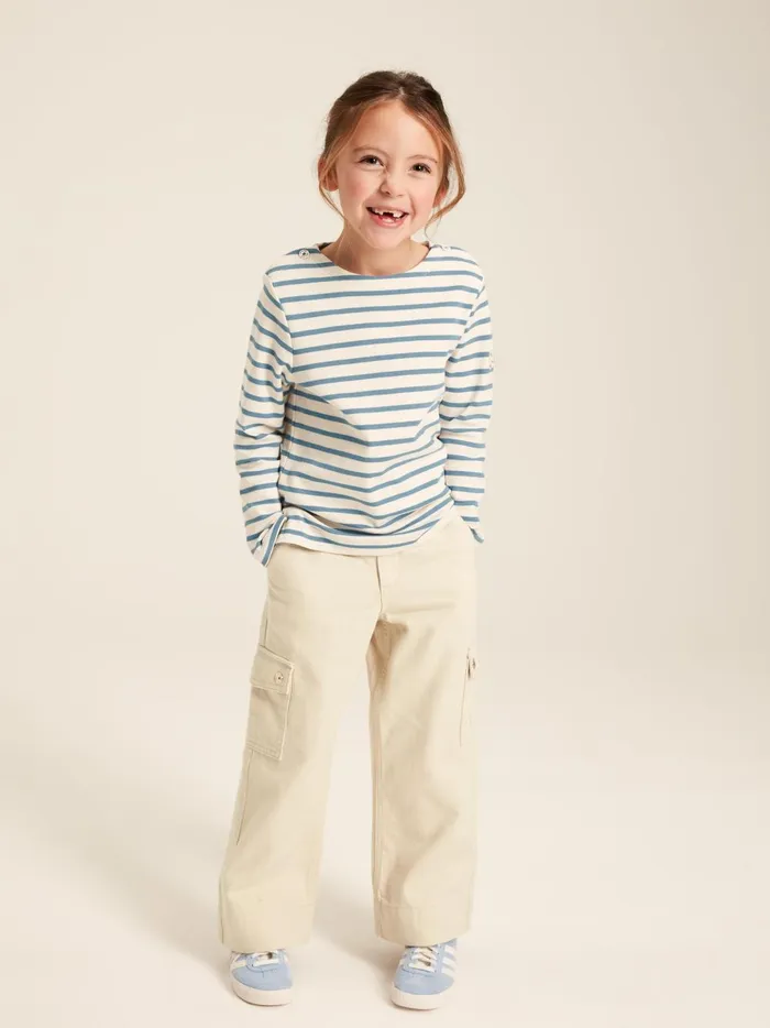 Joules Trousers and Leggings Girls Beige Cargo Wide Leg Trousers