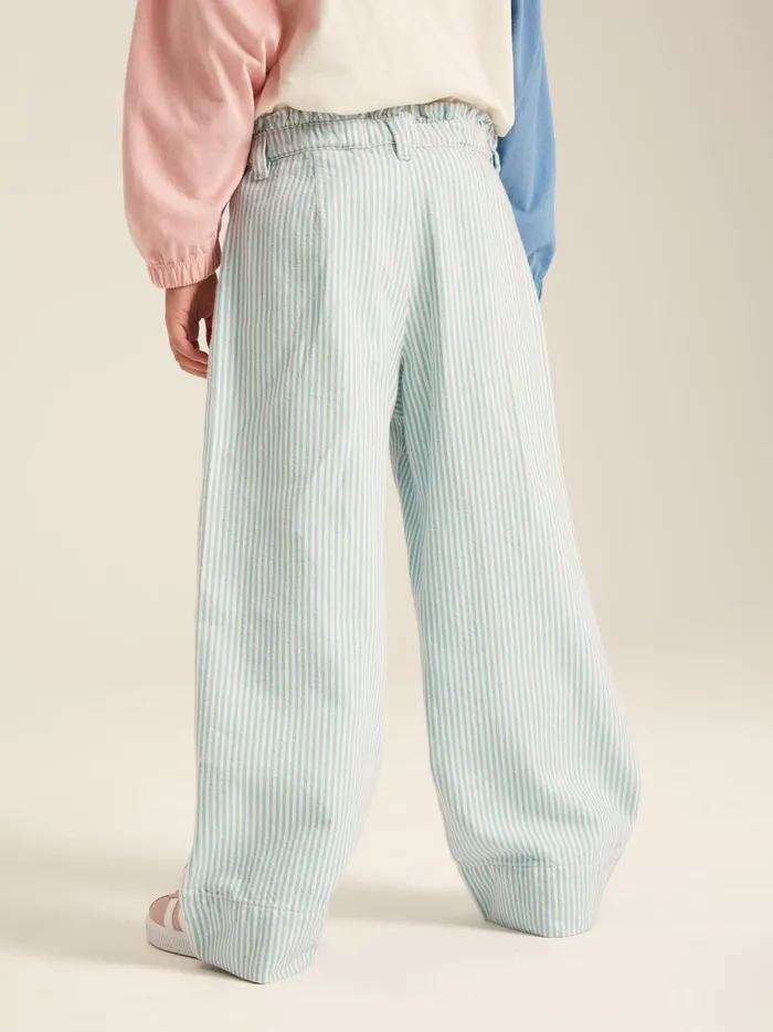 Joules Trousers and Leggings Girls Blue Striped Wide Leg Trousers