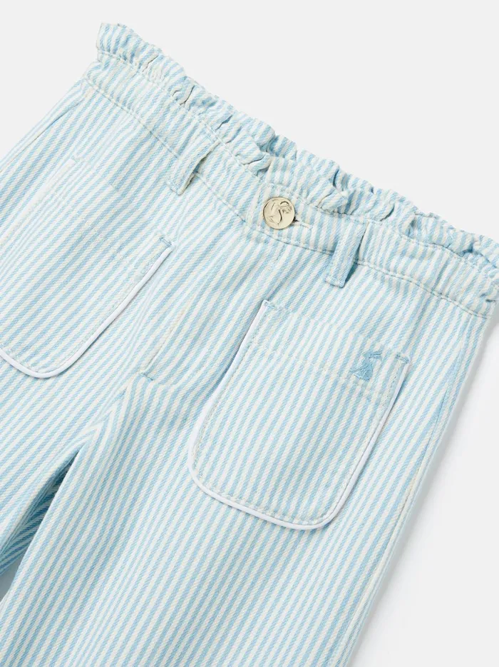 Joules Trousers and Leggings Girls Blue Striped Wide Leg Trousers