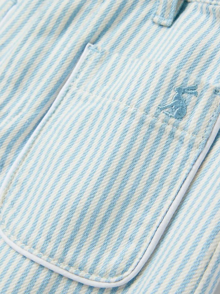 Joules Trousers and Leggings Girls Blue Striped Wide Leg Trousers