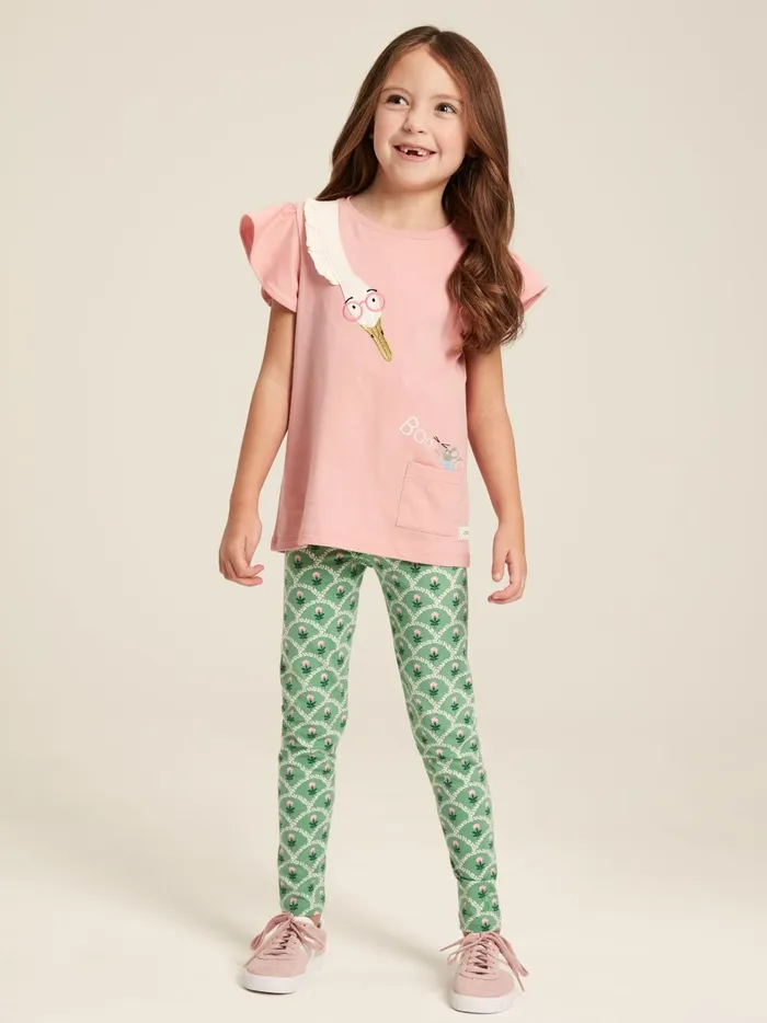 Joules Trousers and Leggings Girls Green Floral Leggings