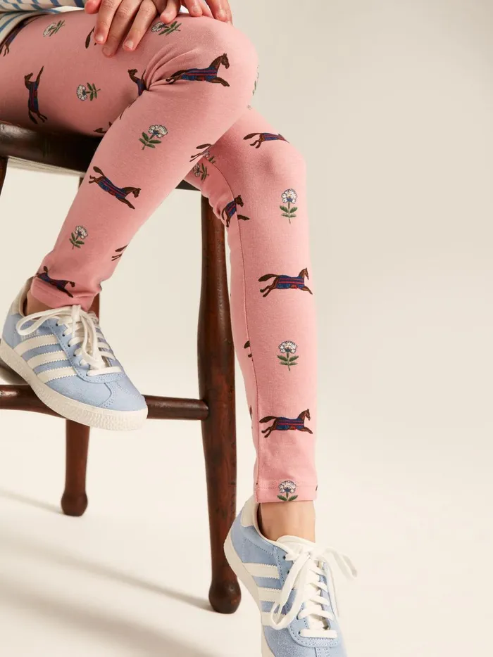 Joules Trousers and Leggings Girls Pink Horse Print Leggings