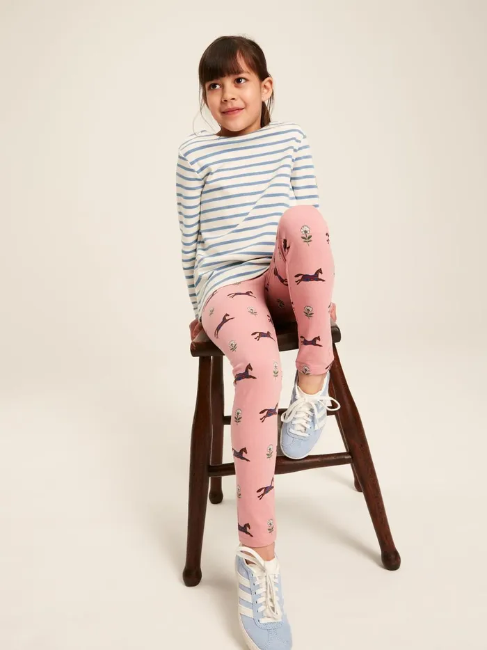 Joules Trousers and Leggings Girls Pink Horse Print Leggings