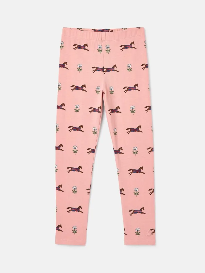 Joules Trousers and Leggings Girls Pink Horse Print Leggings