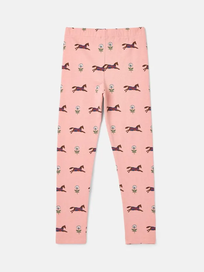 Joules Trousers and Leggings Girls Pink Horse Print Leggings