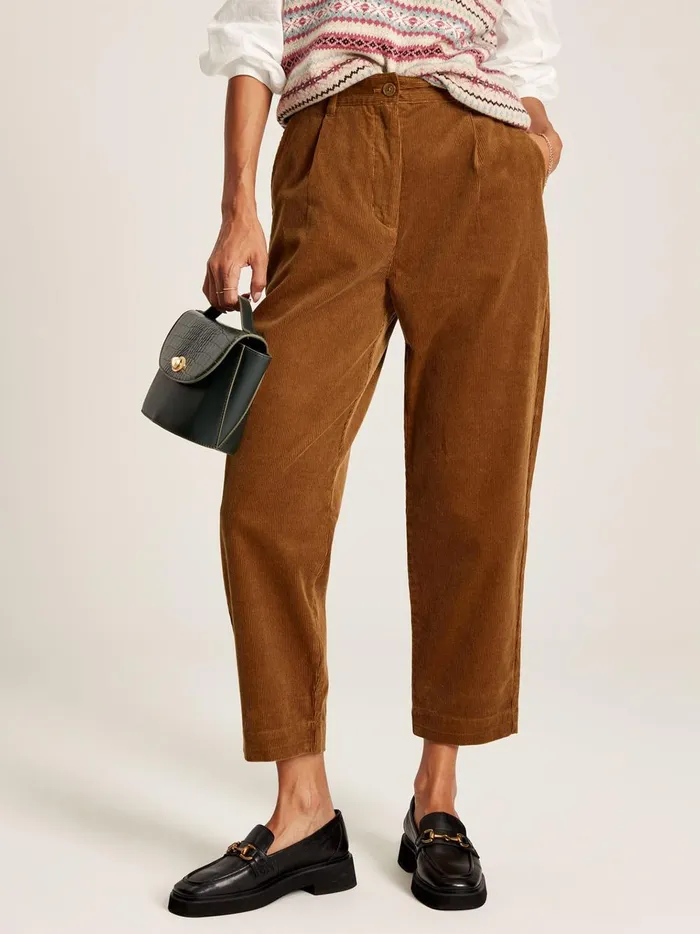 Joules Trousers and Leggings Women Brown Cord Tapered Leg Trousers