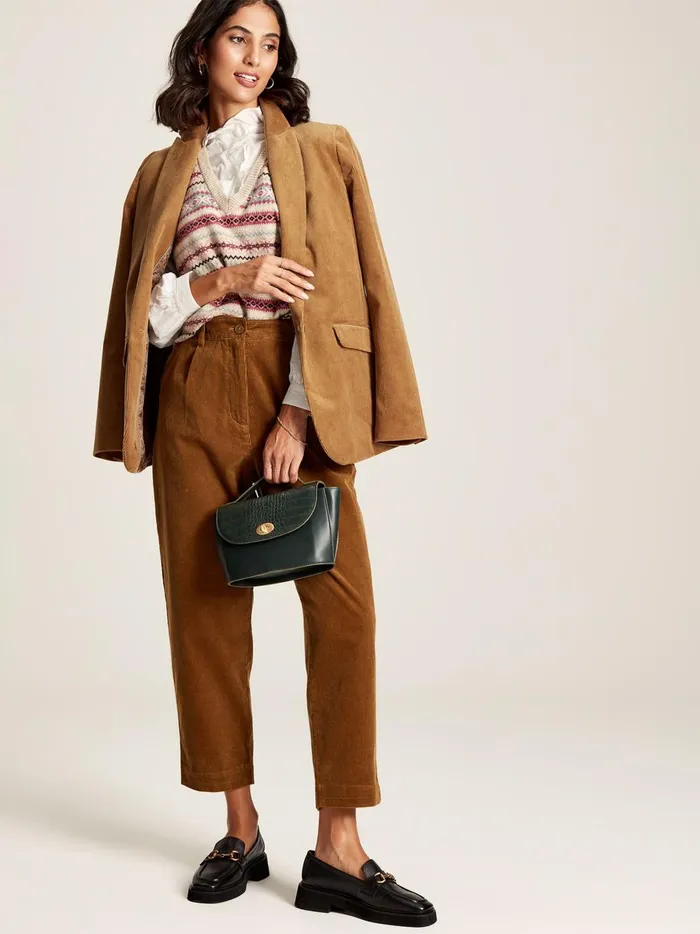 Joules Trousers and Leggings Women Brown Cord Tapered Leg Trousers